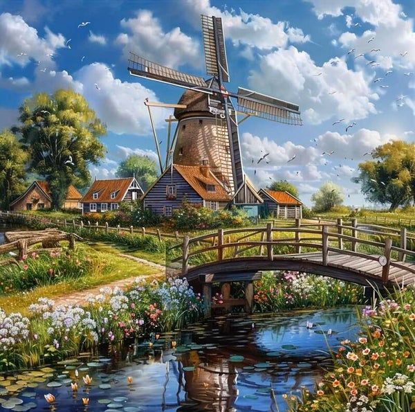 40x40cm Diamond Painting molen landschap nr 637