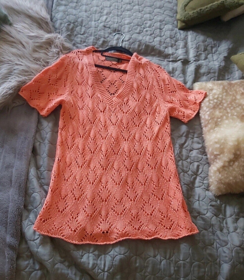 gehaakte trui oranje roze 40/42