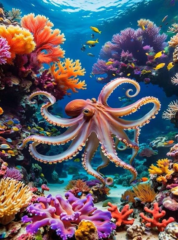 nr 81 Diamond Painting octopus 50x40cm (rond)