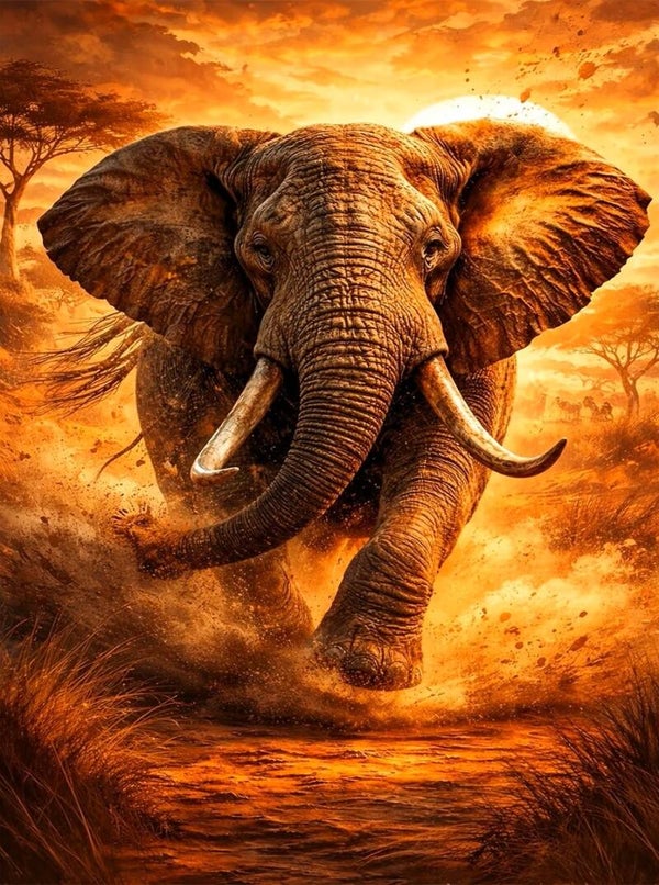 nr 152 Diamond Painting olifant 40x30cm (vierkant)