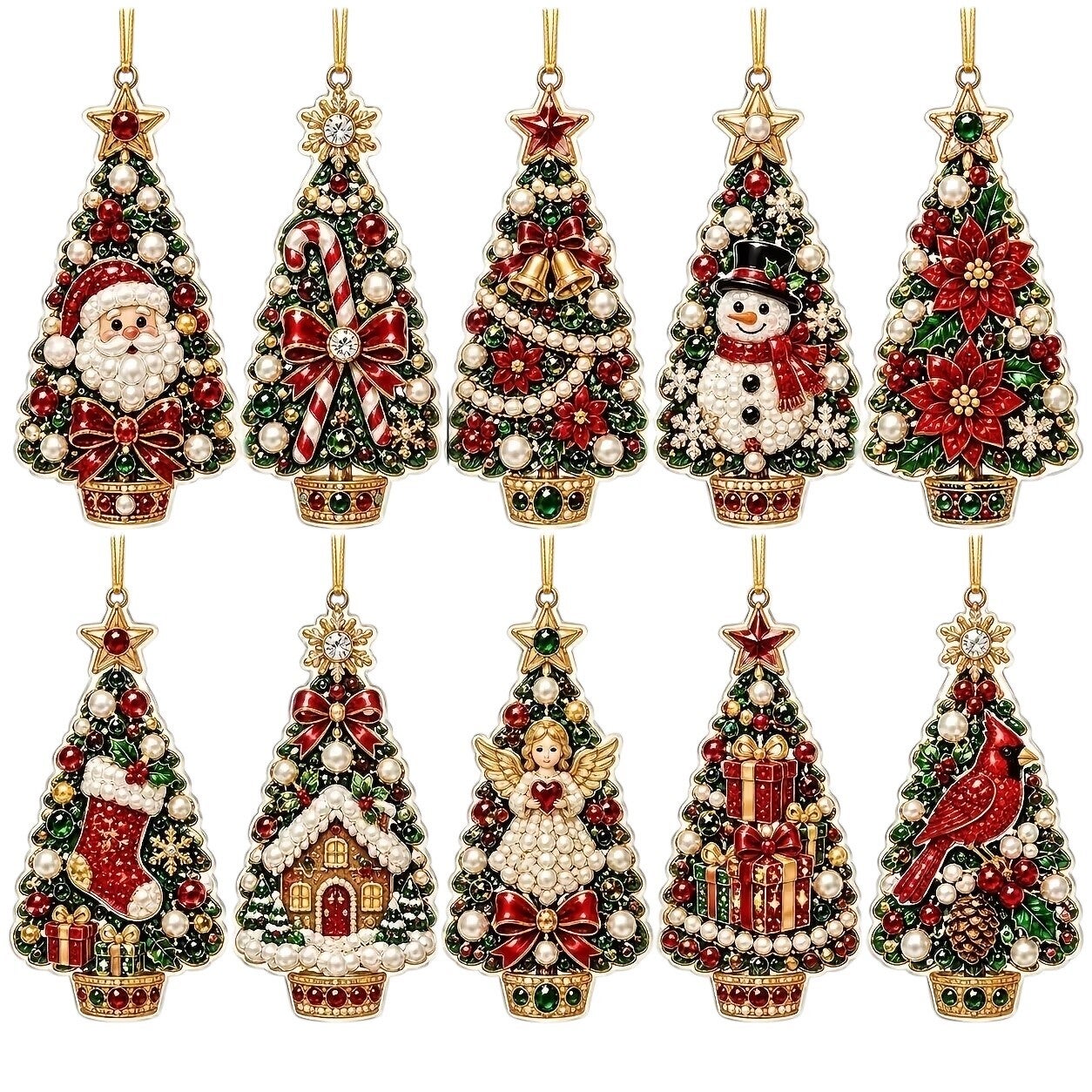 Diamond Painting kersthangers 10 stuks nr 2115