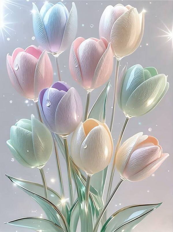 40x30cm Diamond Painting pastel tulpen nr 709