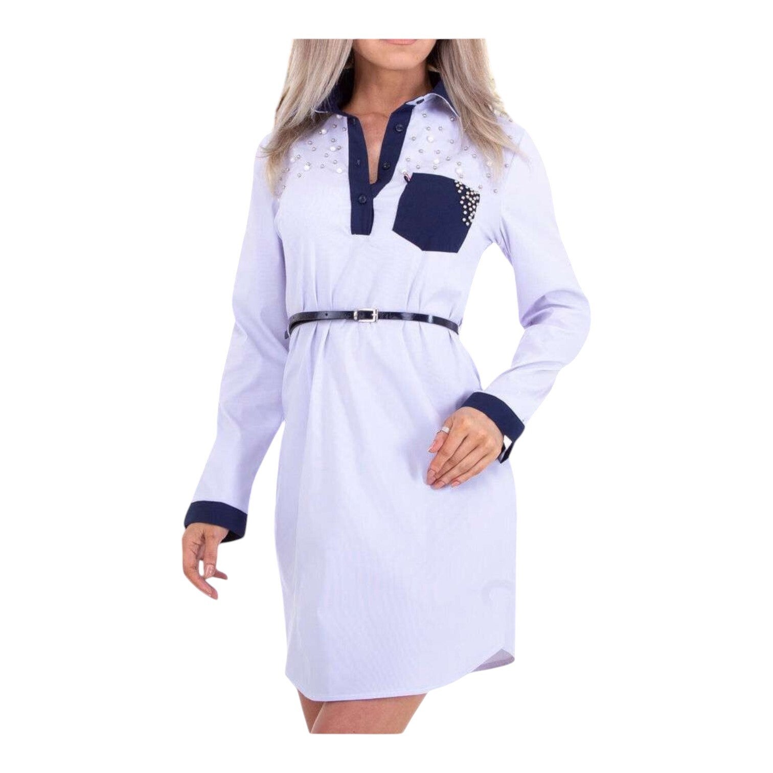 Tuniek met parels en riempje lila paars XXL