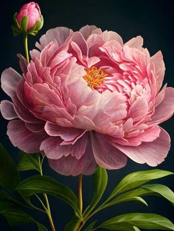30x20cm Diamond Painting pioen rozen  (rond) nr 415