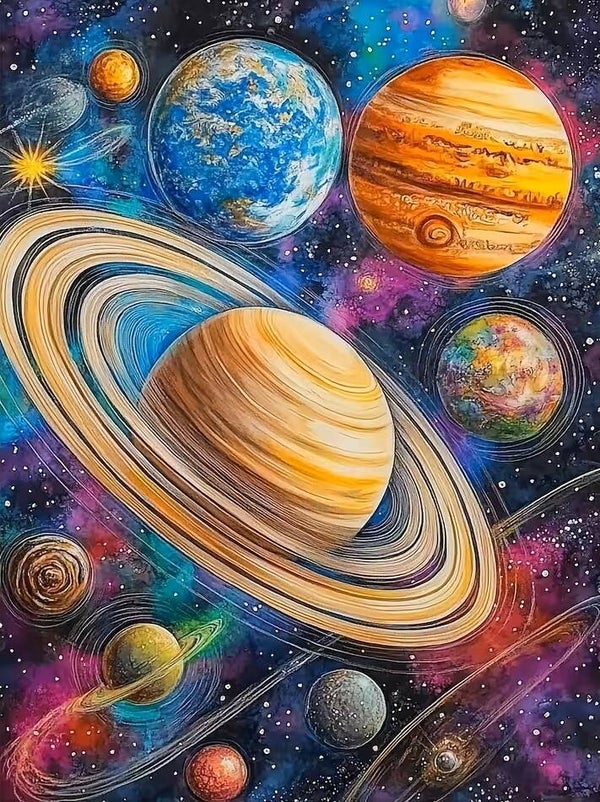 nr 202 Diamond Painting planeten 40x30cm (vierkant)