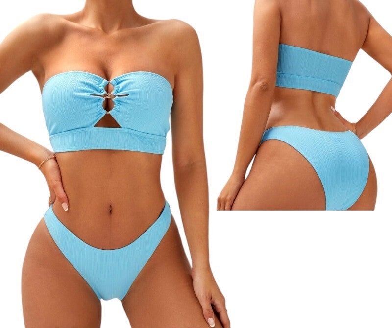 bandeau bikini lichtblauw L