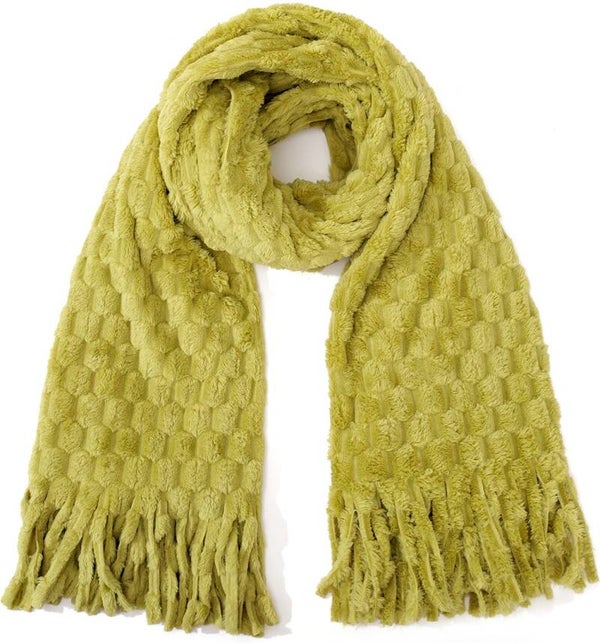 Wintersjaal mosterdgeel groen 180x60cm dames