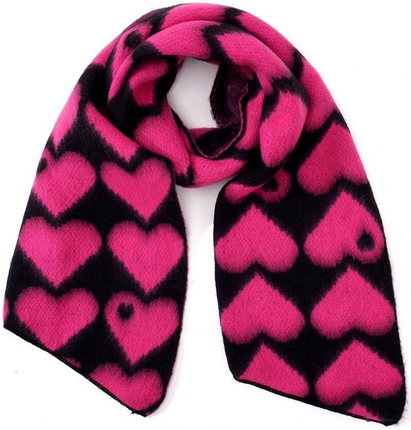 Sjaal hartjes roze 180 x 50 cm