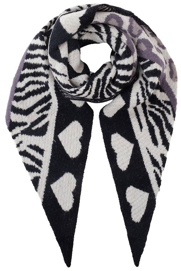 Winter sjaal triangle panterprint zwart 180x75cm