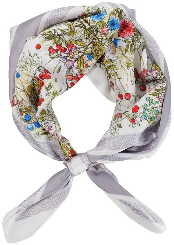 Zomersjaal bloemen patroon grijs 70x70 cm