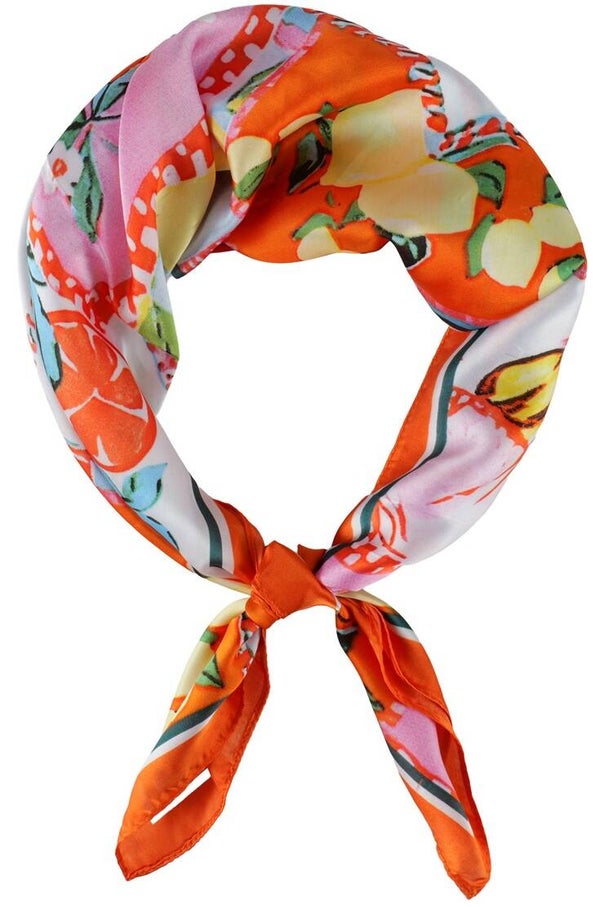 Zomersjaal fruit patroon oranje 70x70 cm (22)