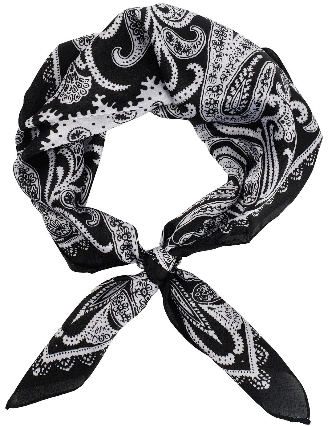 Zomersjaal paisley zwart wit 70x70 cm