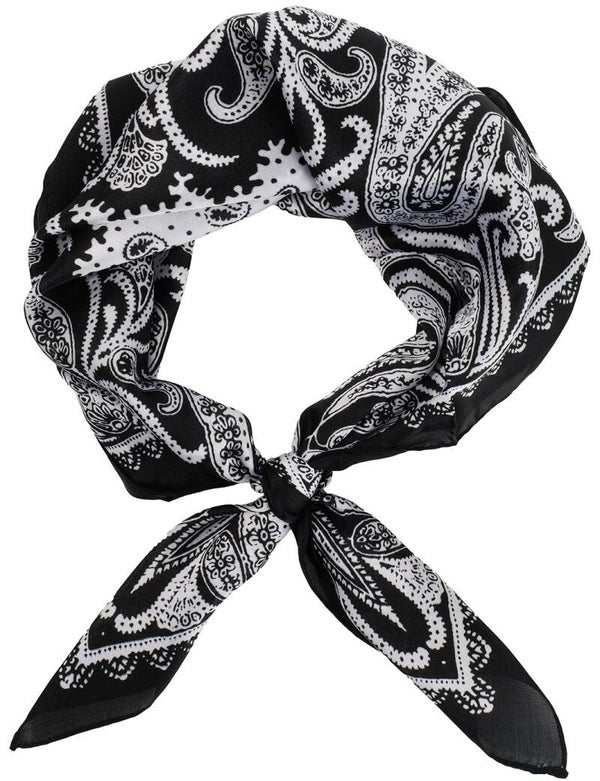 Zomersjaal paisley zwart wit 70x70 cm 002-7
