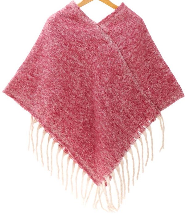 Gebreide winter poncho rood roze one size dames