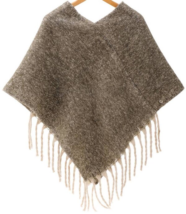 Gebreide winter poncho khaki one size dames