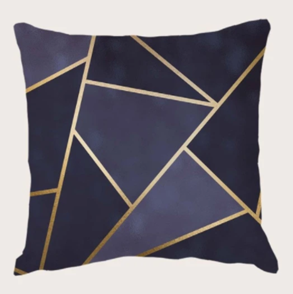 2x kussenhoezen blauw goud 45x45cm