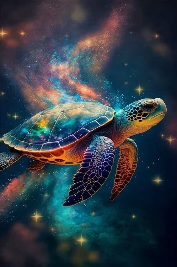 25x20cm Diamond Painting schildpad kleurrijk (rond) nr 433