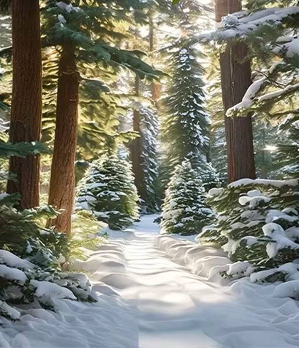25x20cm Diamond Painting sneeuw bos nr 477