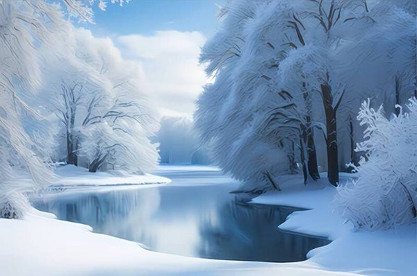 nr 393 Diamond Painting sneeuw landschap 30x20cm (rond)