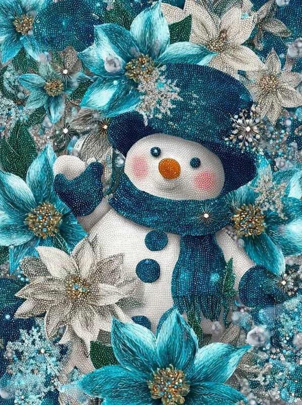 50x40cm Diamond Painting sneeuwpop blauw (vierkant) nr 34
