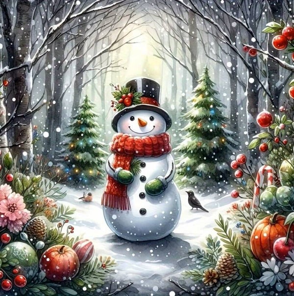 30x30cm Diamond Painting sneeuwpop nr 298