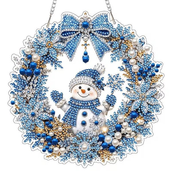 Diamond painting kerst hanger sneeuwpop nr 2266