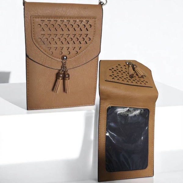 Telefoon schouder tasje bruin 18x12cm