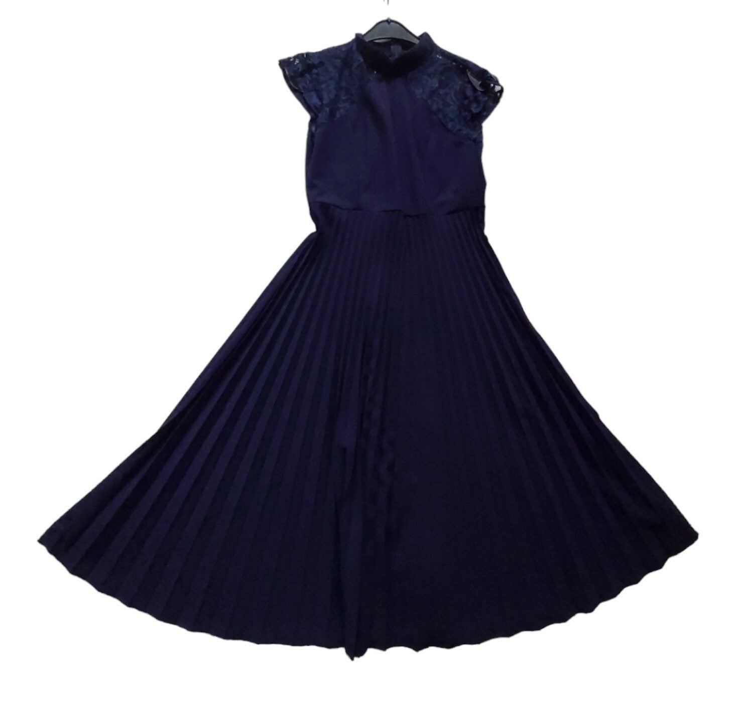 Grefit feest jurk met kant blauw L