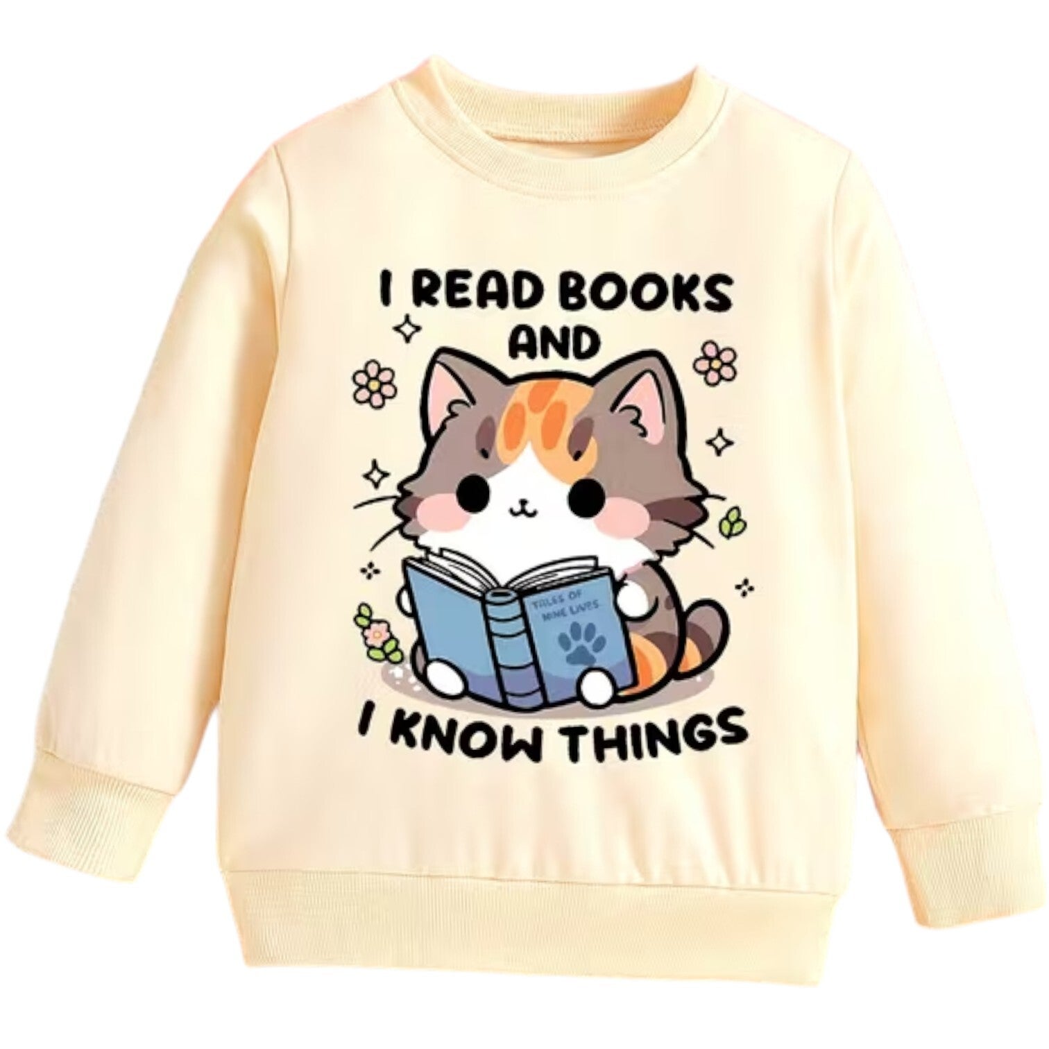 Crème sweater 'I read books' maat 86