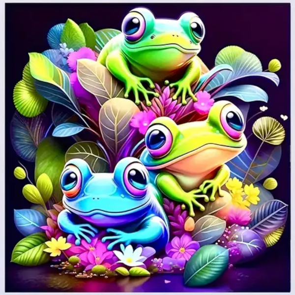 Diamond Painting kikkers 20x20cm (rond)