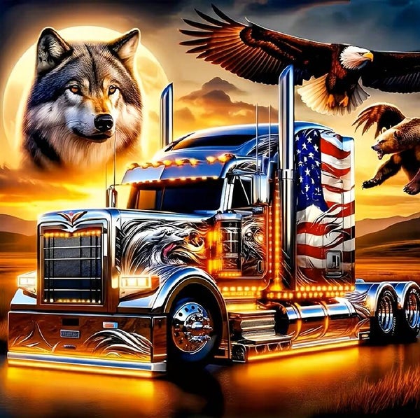 30x30cm Diamond Painting truck met dieren nr 306