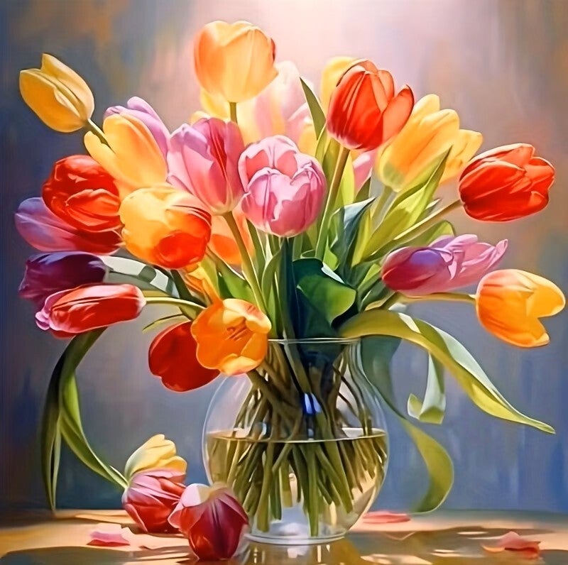 30x30cm Diamond Painting gekleurde tulpen nr 360