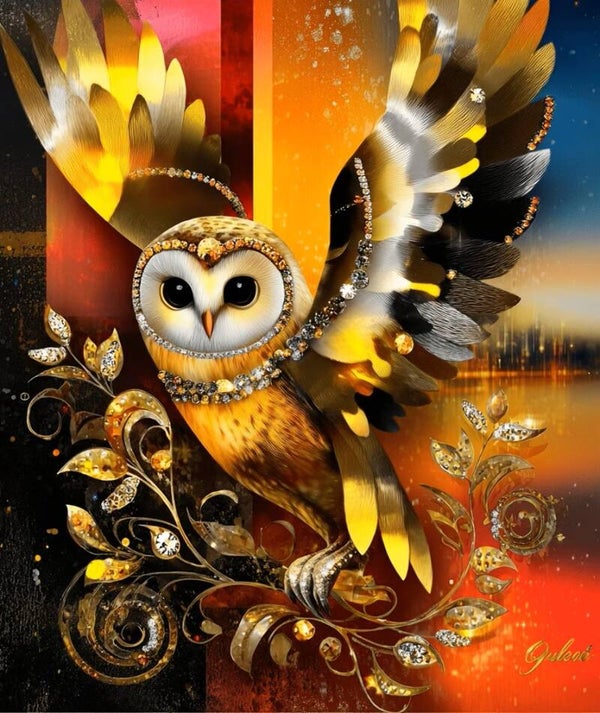 nr 204 Diamond Painting uil goud rood 40x30cm (vierkant)
