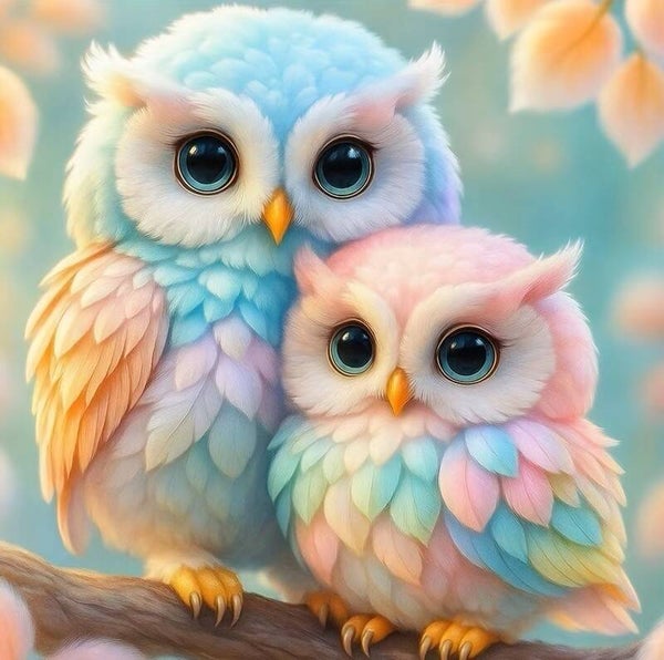 20x20cm Diamond Painting pastel uiltjes (rond) nr 573