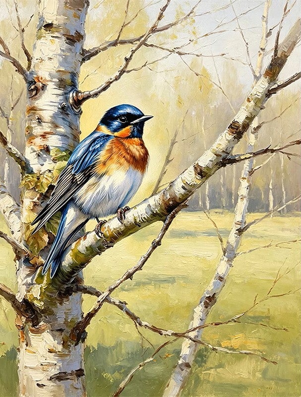 50x40cm Diamond Painting vogel (rond) nr 97