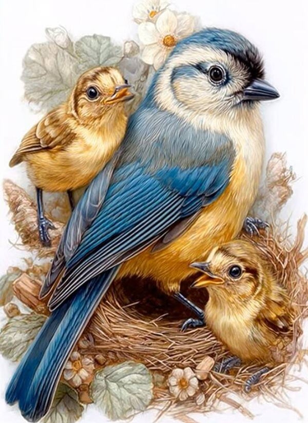 50x40cm Diamond Painting vogel nest (vierkant) nr 17