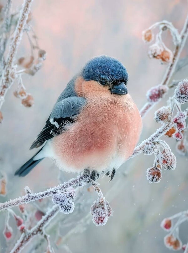 40x30cm Diamond Painting vogel sneeuw tak (vierkant) nr 172