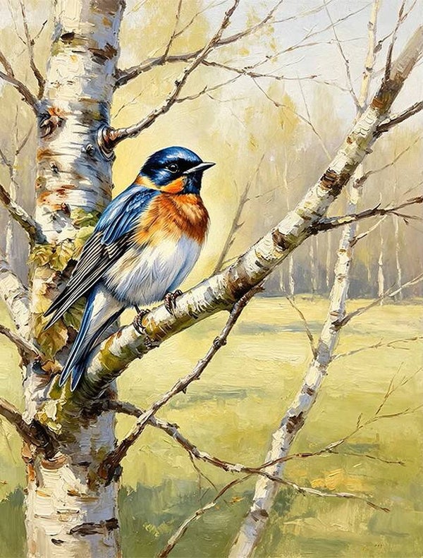 50x40cm Diamond Painting vogel (rond) nr 97