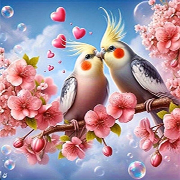 nr 333 Diamond Painting vogels op tak 30x30cm