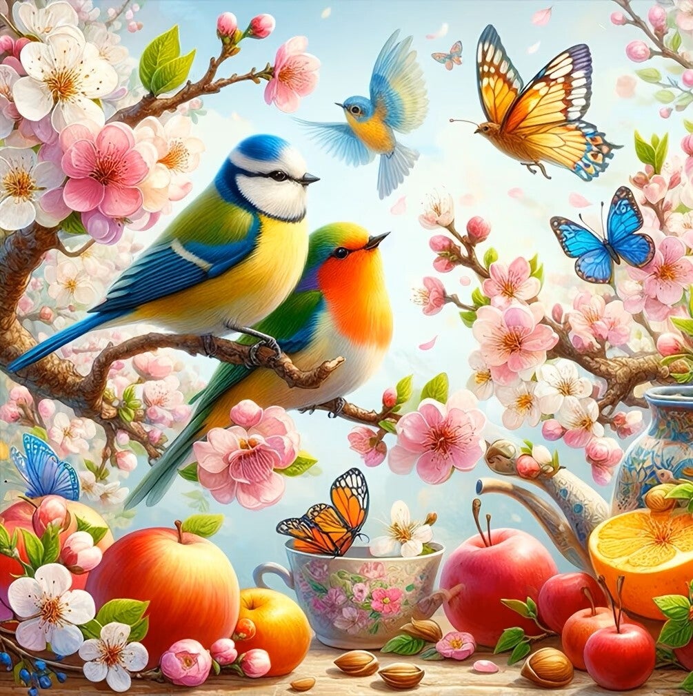 30x30cm Diamond Painting vogels op tak nr 333