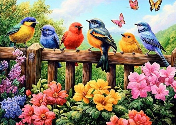 40x30cm Diamond Painting vogels vlinders (vierkant) nr 169