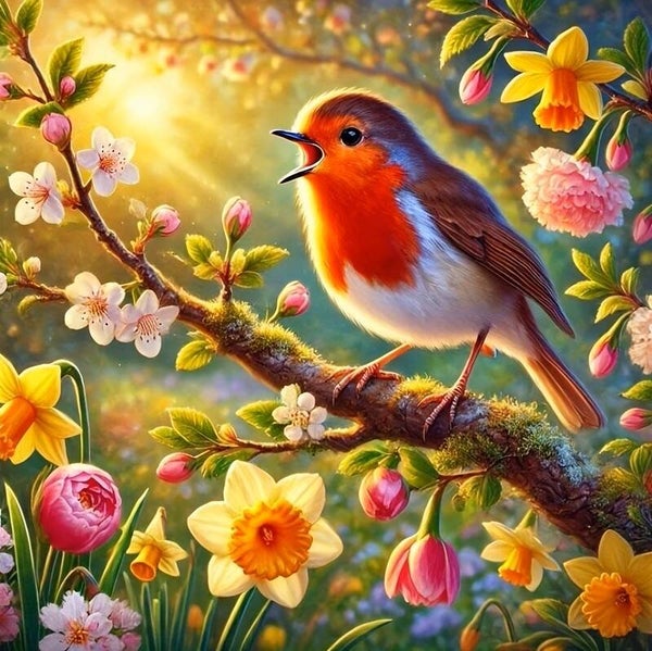 30x30cm Diamond Painting vogel bloemen nr 321