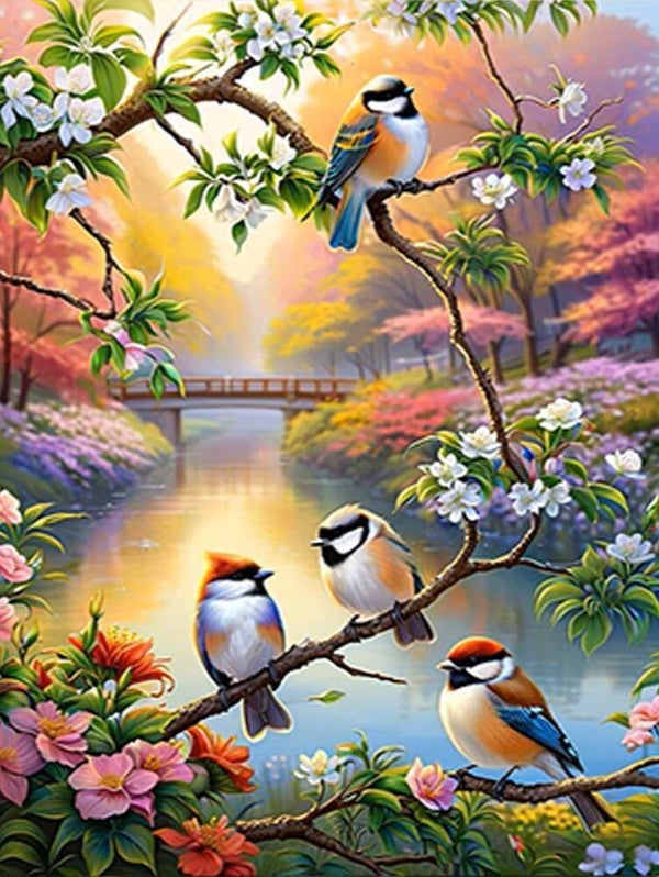 30x20cm Diamond Painting vogels kleur landschap nr 362