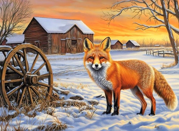 40x30cm Diamond Painting vos sneeuw (vierkant) nr 156