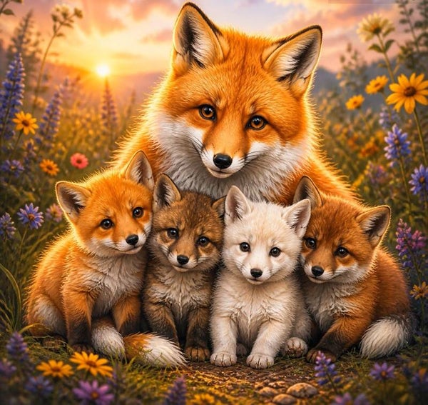 30x30cm Diamond Painting vosjes nr 350