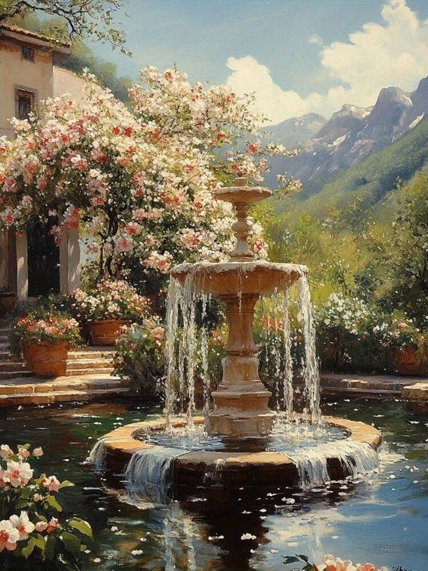 30x20cm Diamond Painting water fontein nr 427