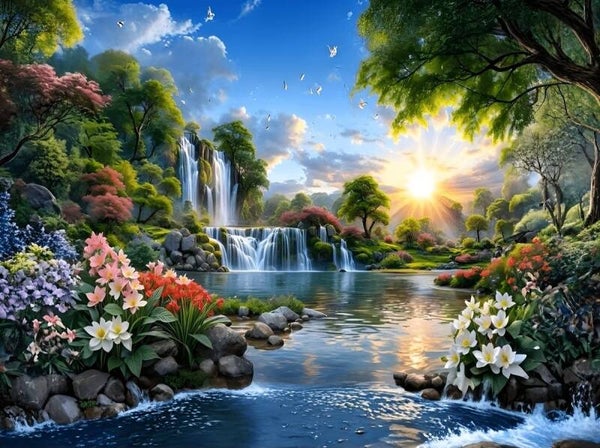 50x40cm Diamond Painting watervallen (vierkant) nr 45