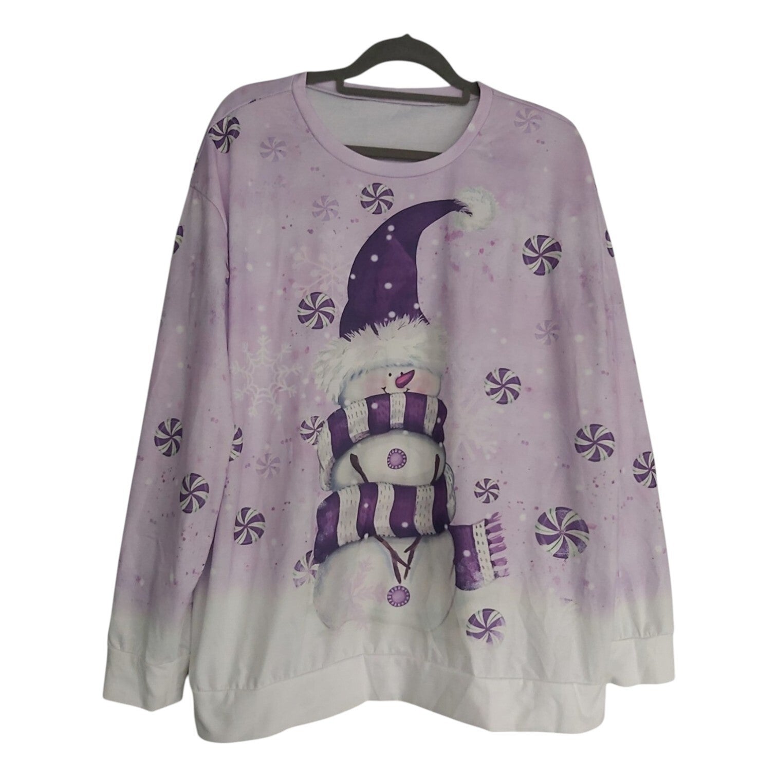 Longsleeve shirt sneeuwpop lilapaars wit 2XL/44