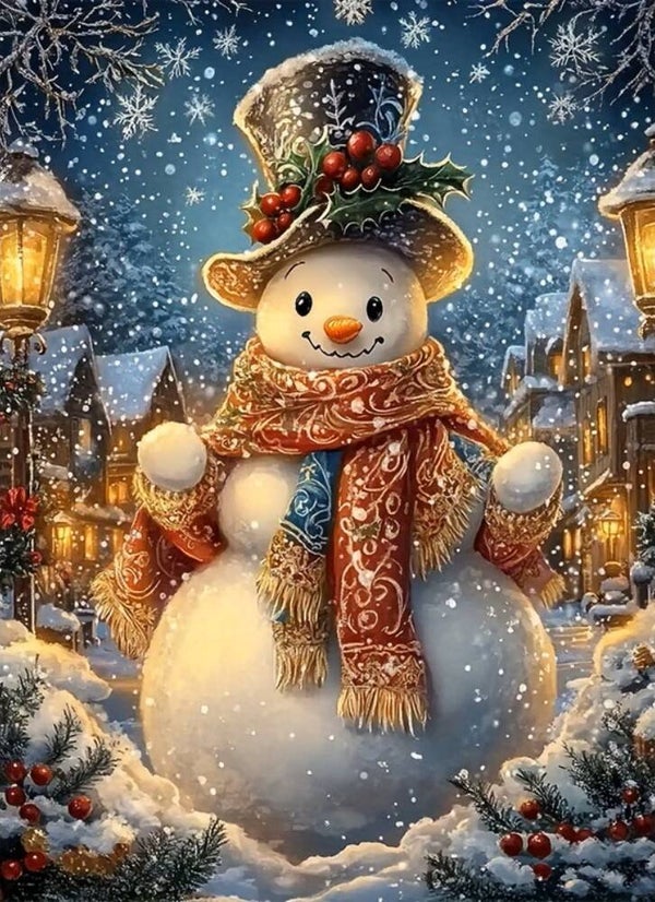 50x40cm Diamond Painting winter sneeuwpop (vk) nr 1169
