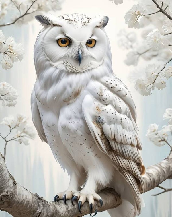 Diamond painting witte uil nr 426